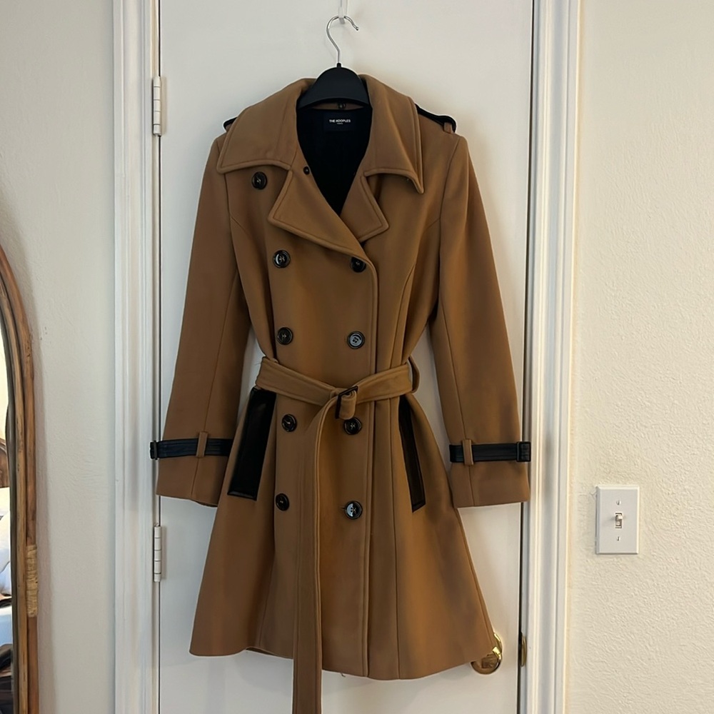 The Kooples Wool Trench with Leather Accents